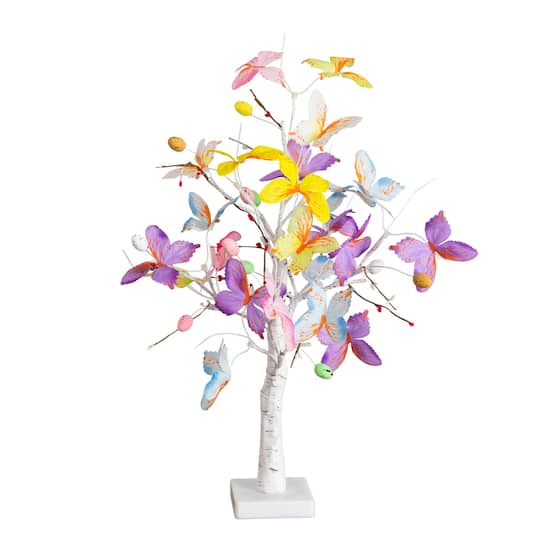 2ft. Pre-Lit Artificial Butterfly Twig Tree with 24 Warm White LED Lights